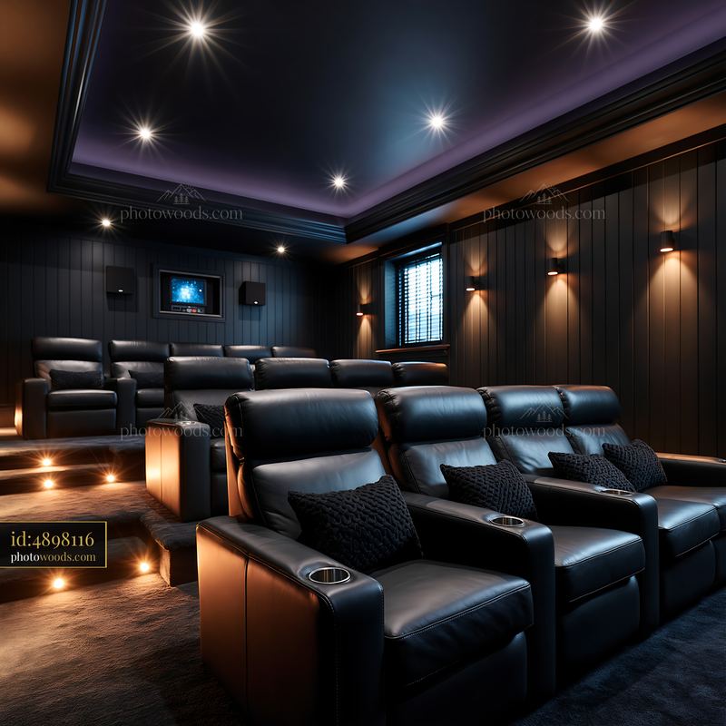 Private Underground Movie Theater With Tiered Seating