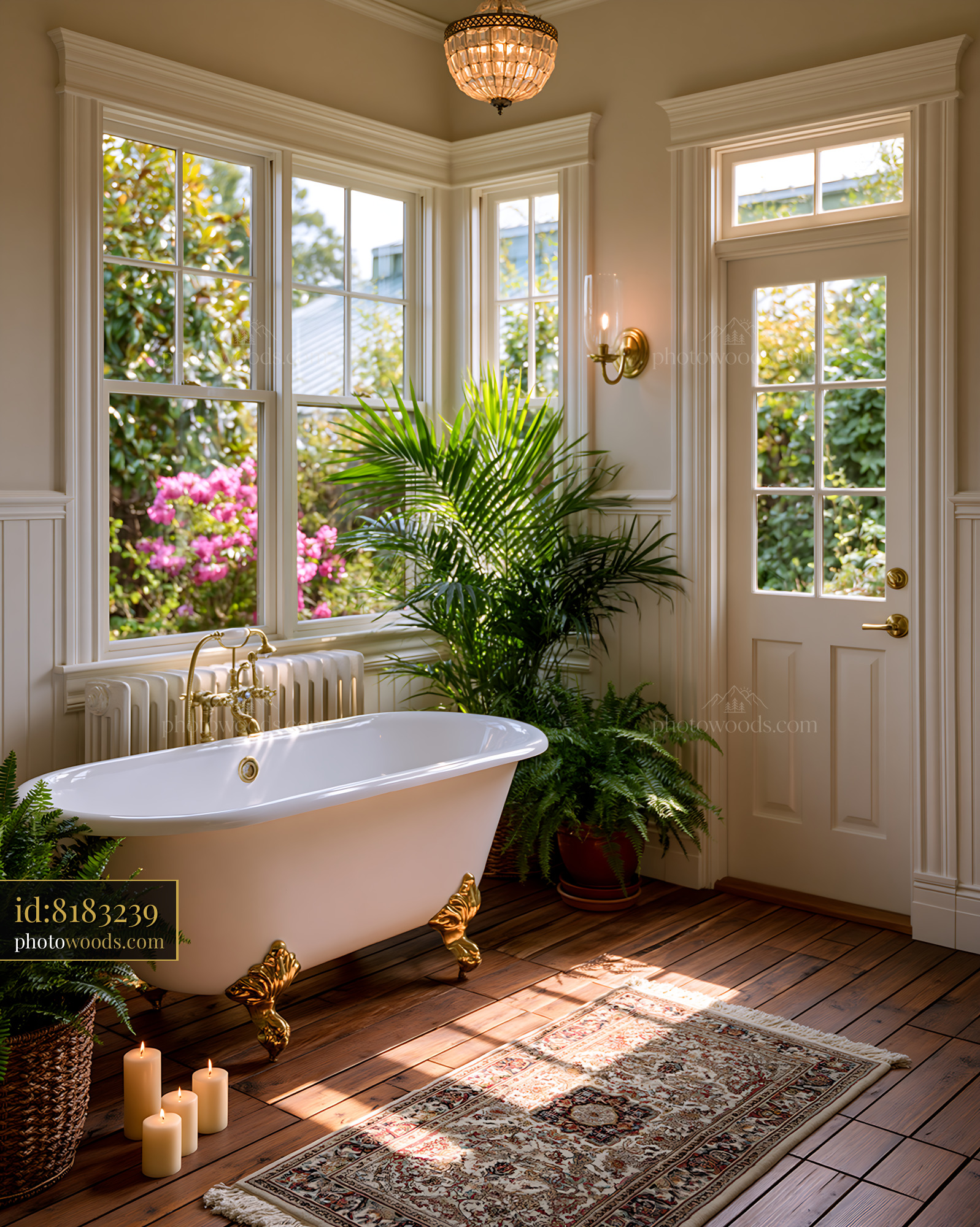 Luxury Bathroom With Clawfoot Tub and Windows Letting in Light