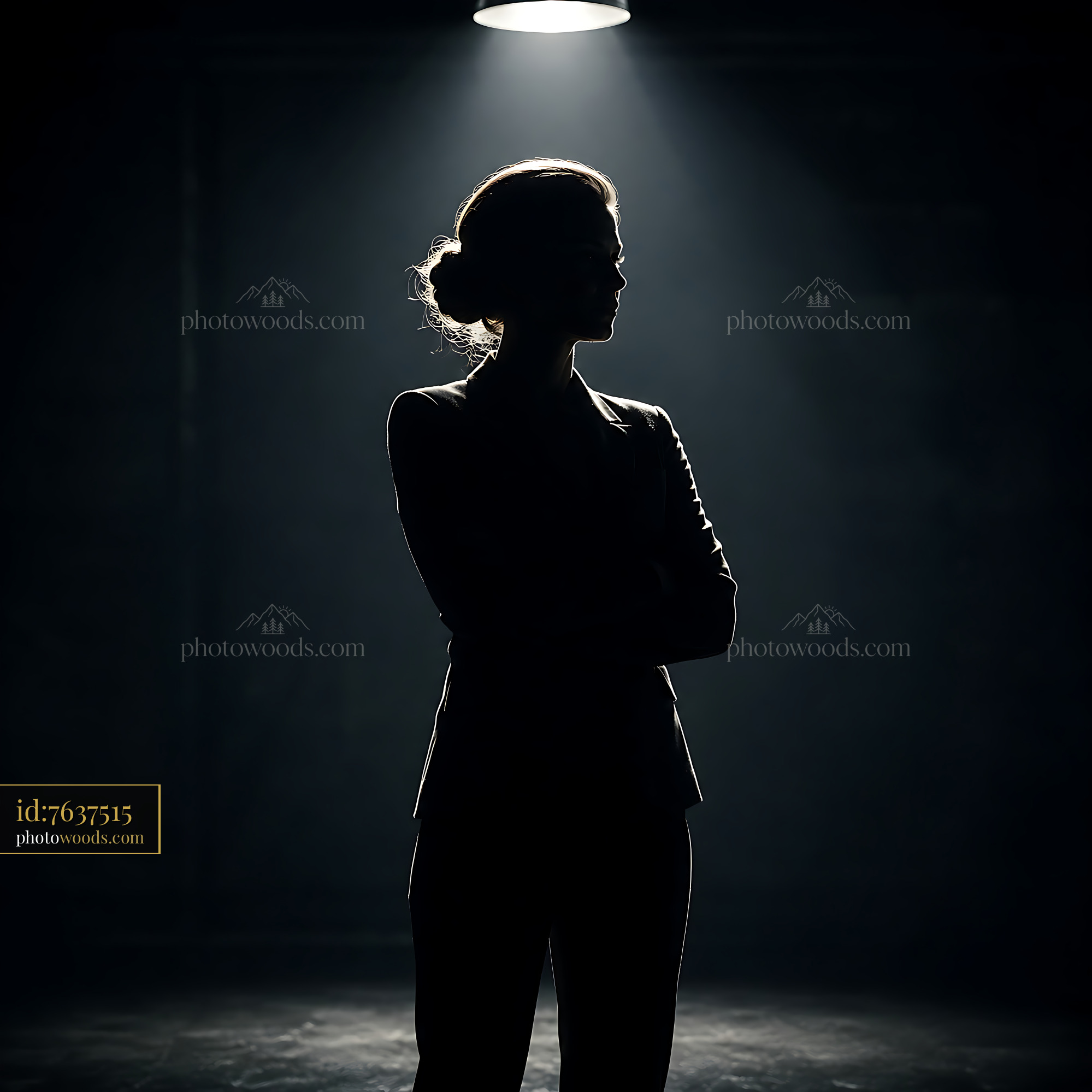 Businesswoman Stands in Spotlight During Presentation Preparation