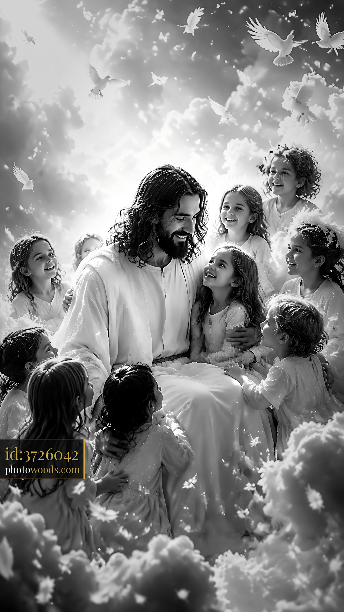 Jesus Surrounded by Children Enjoying Joyful Moments Together
