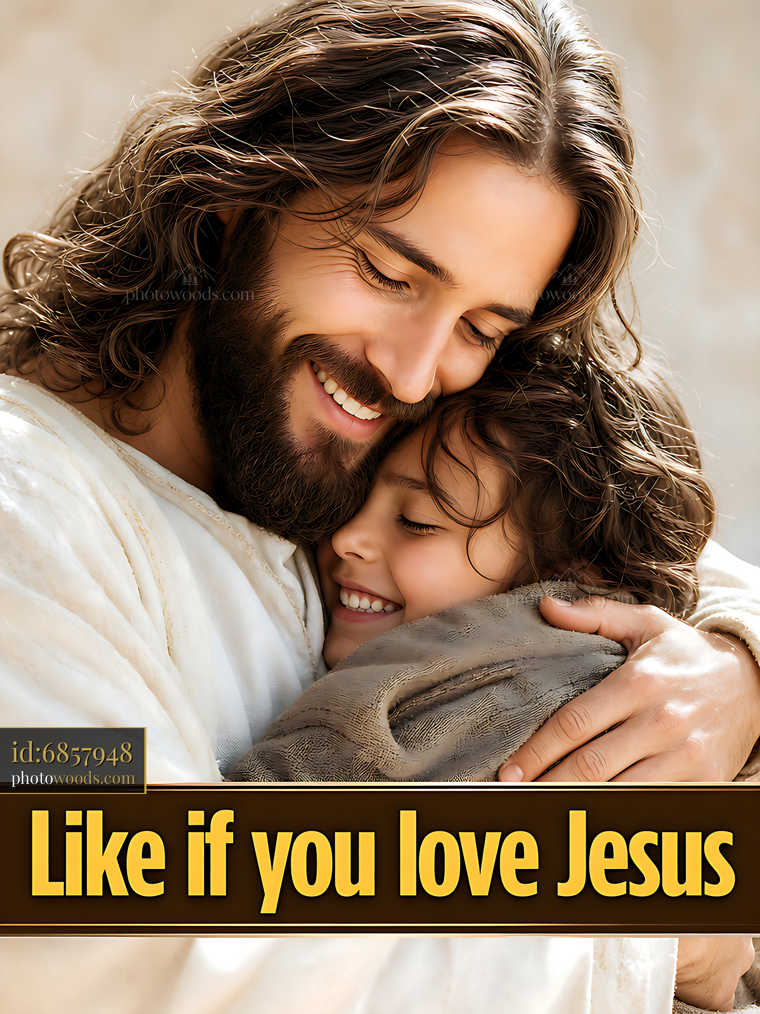 Jesus Embracing a Child in a Warm Moment of Connection