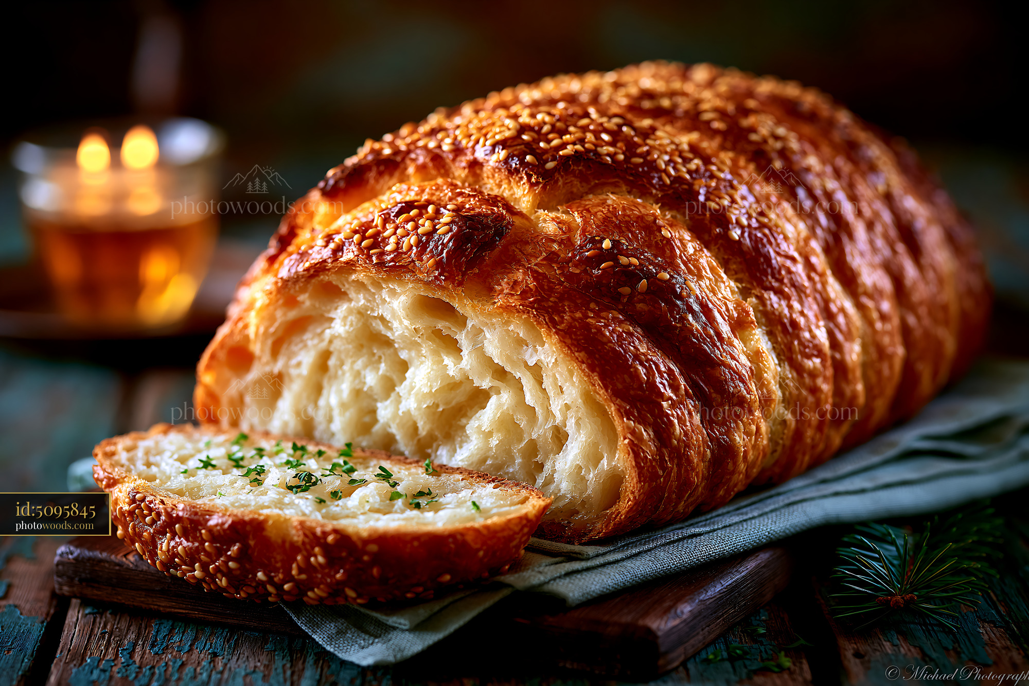 Sourdough Loaf Sliced With a Golden Crust and Soft Inside