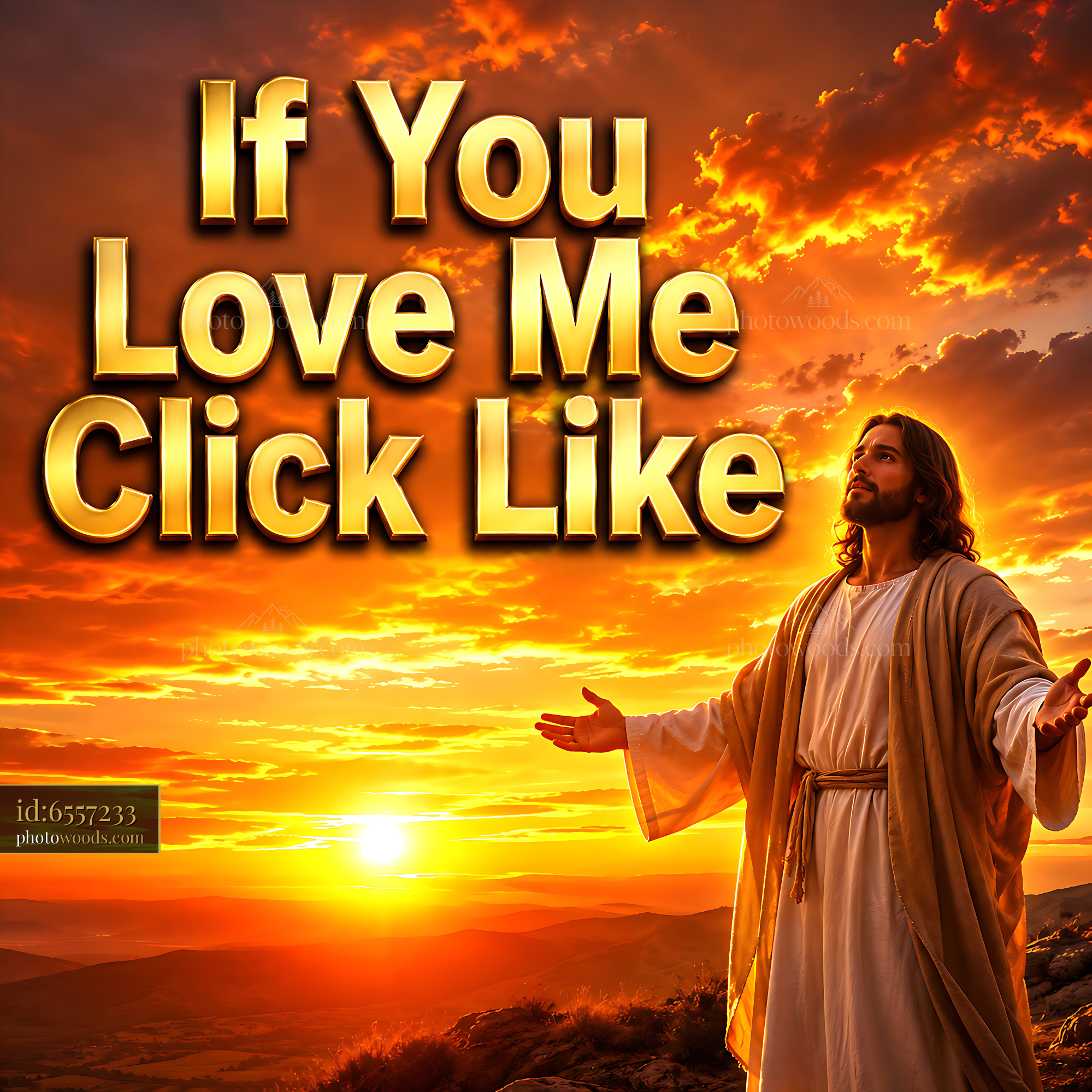 Figure With Open Arms and Glowing Sunset Background
