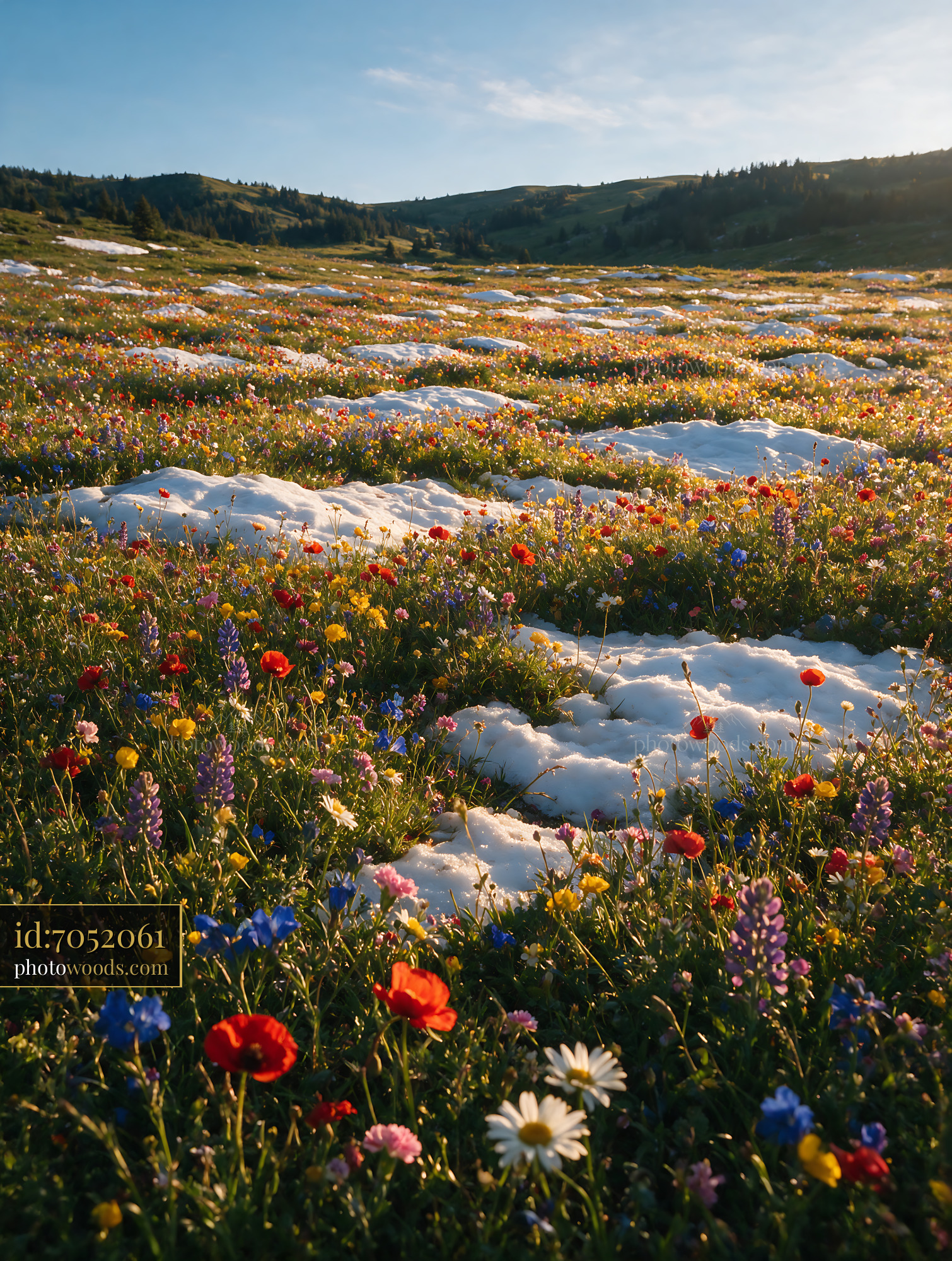 Wildflowers Blooming in an Alpine Meadow During Springtime