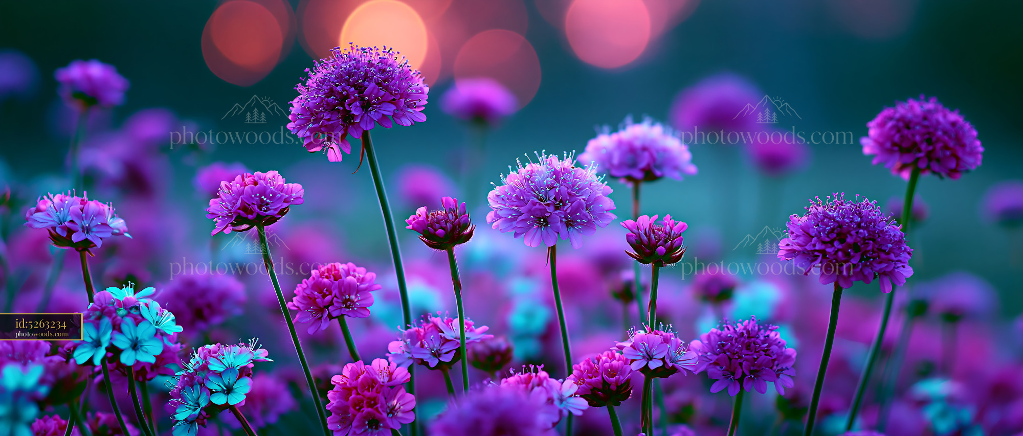 Purple Flowers Bloom Under Soft Evening Light in a Garden