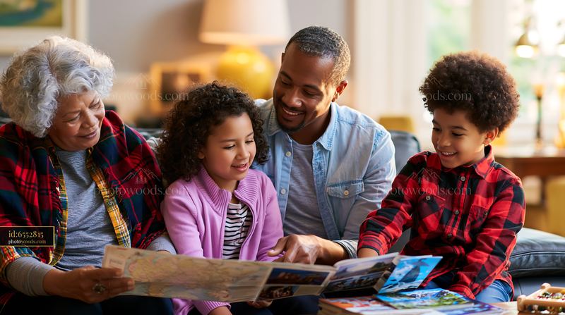 Multiracial Family Studying Together at Home