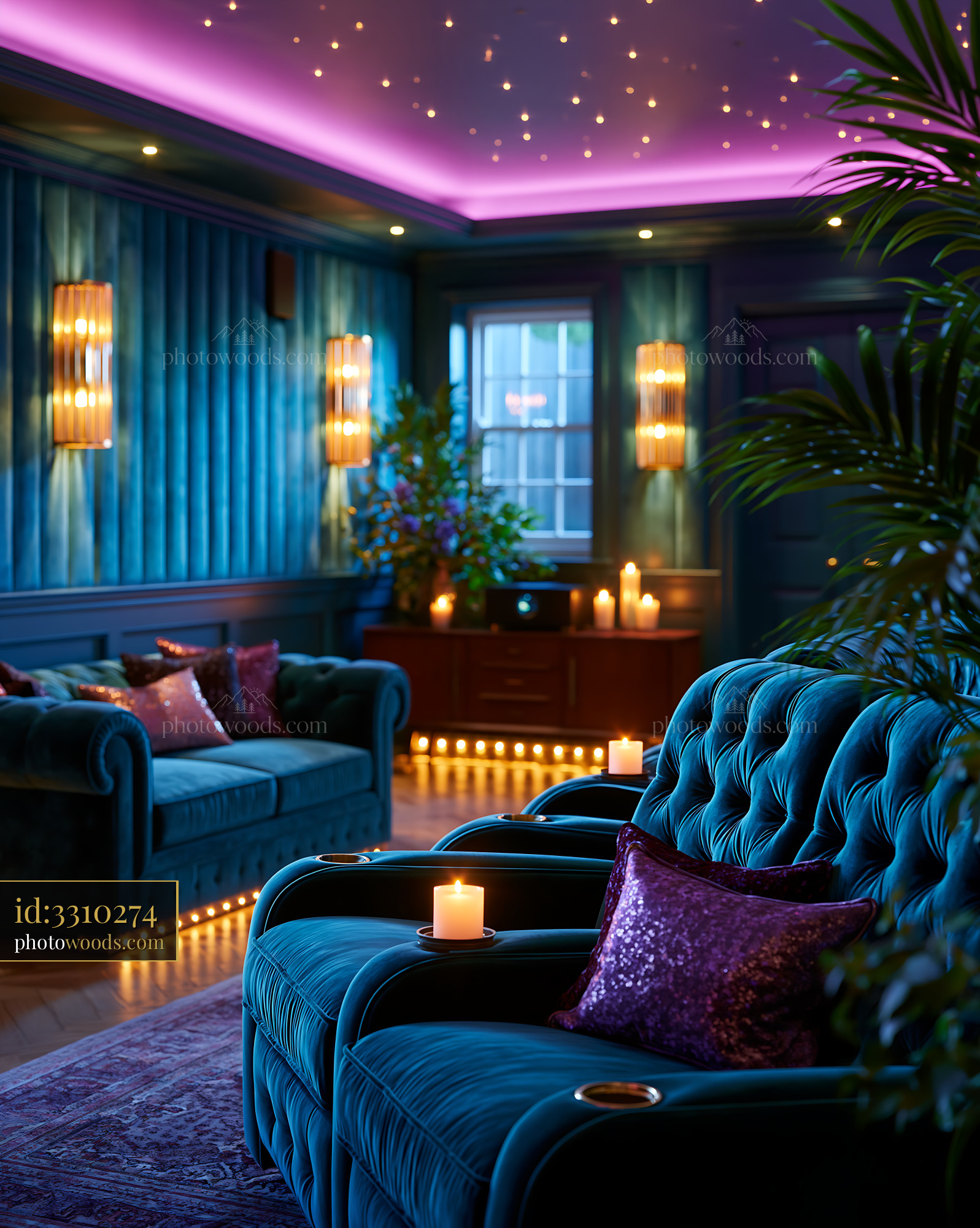 Modern Basement Cinema With Comfortable Seating and Ambient Lighting