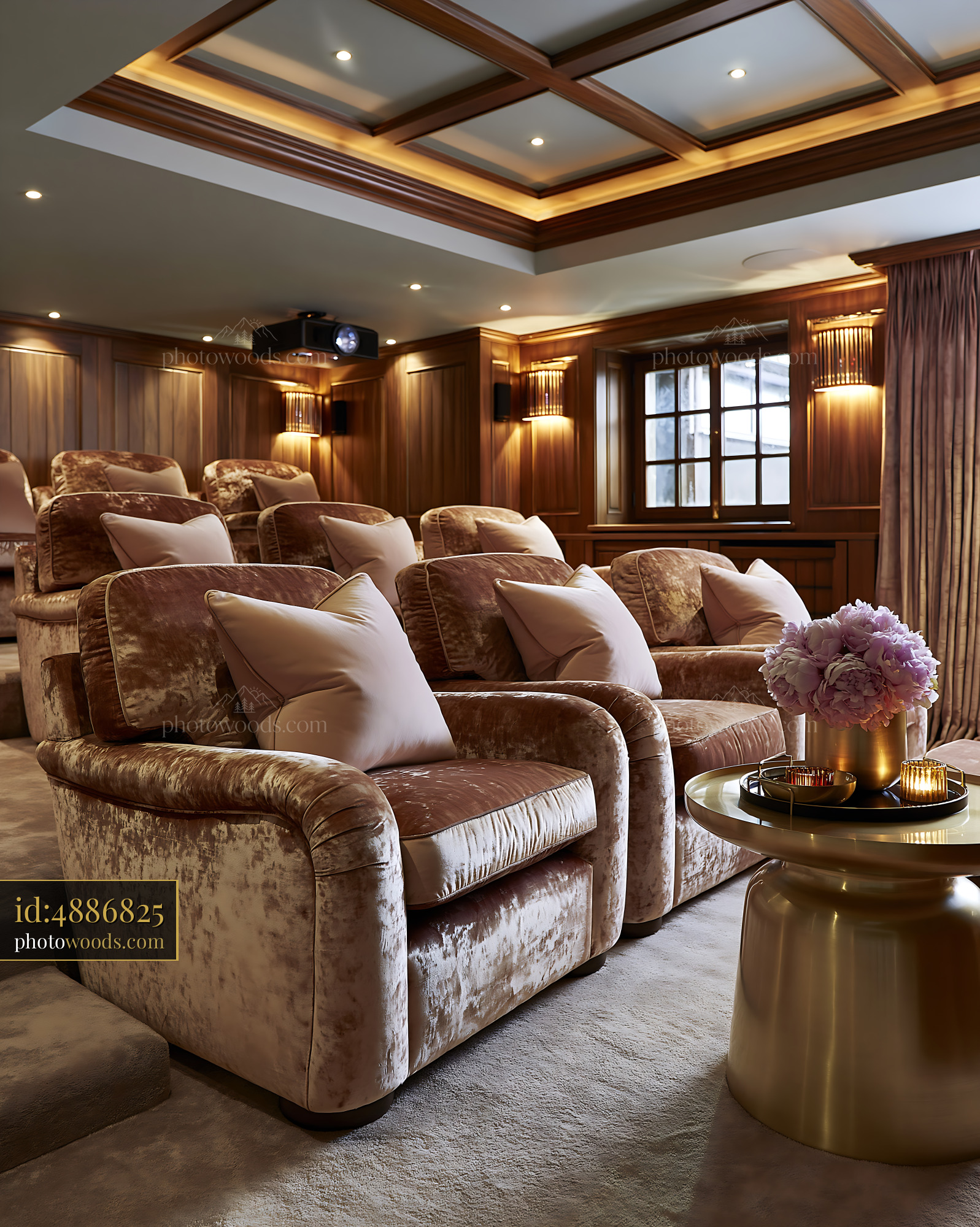 Home Cinema With Velvet Seating in an Alpine Lodge