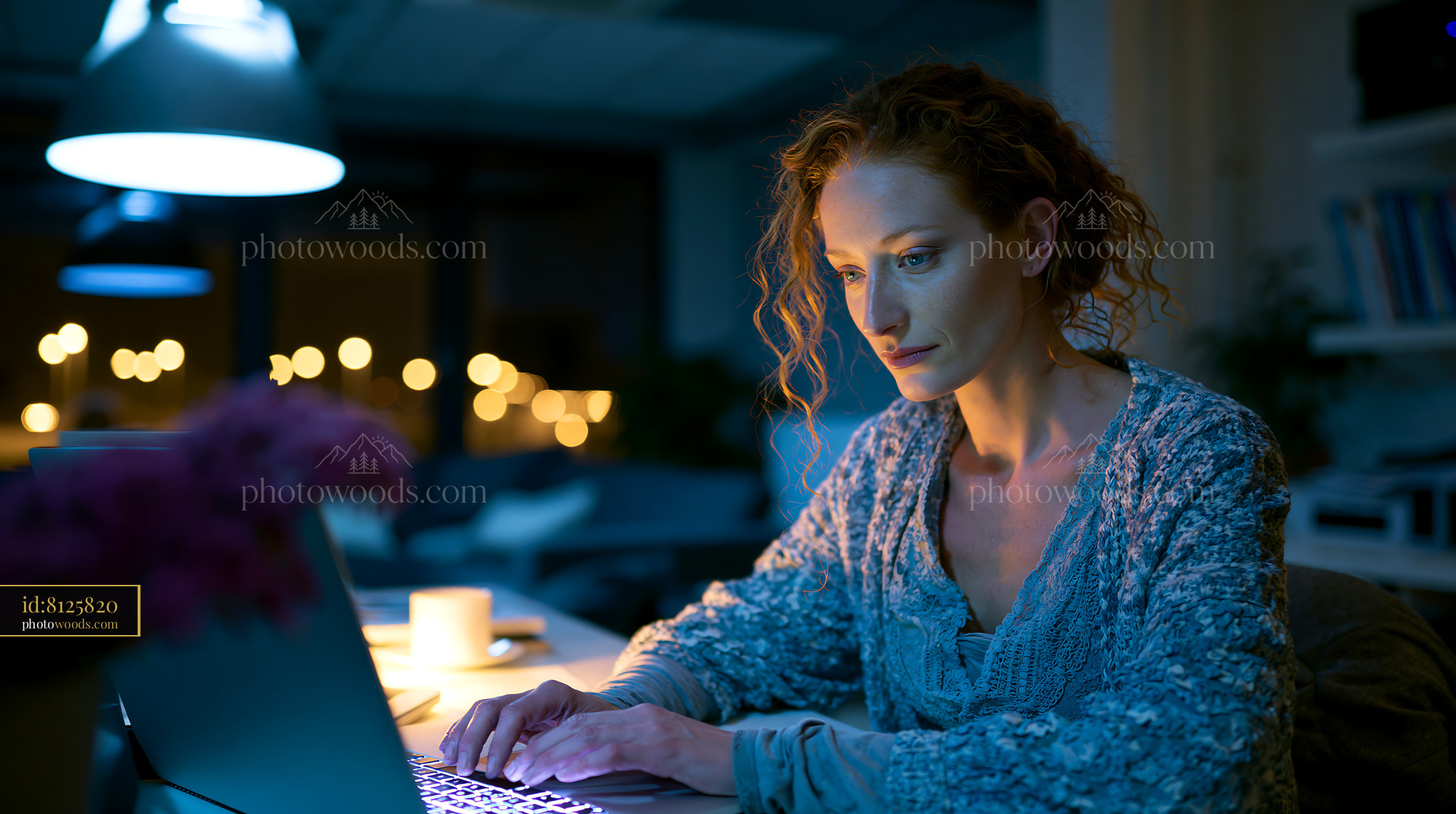 Woman Using an E-Government Portal at Home During the Night