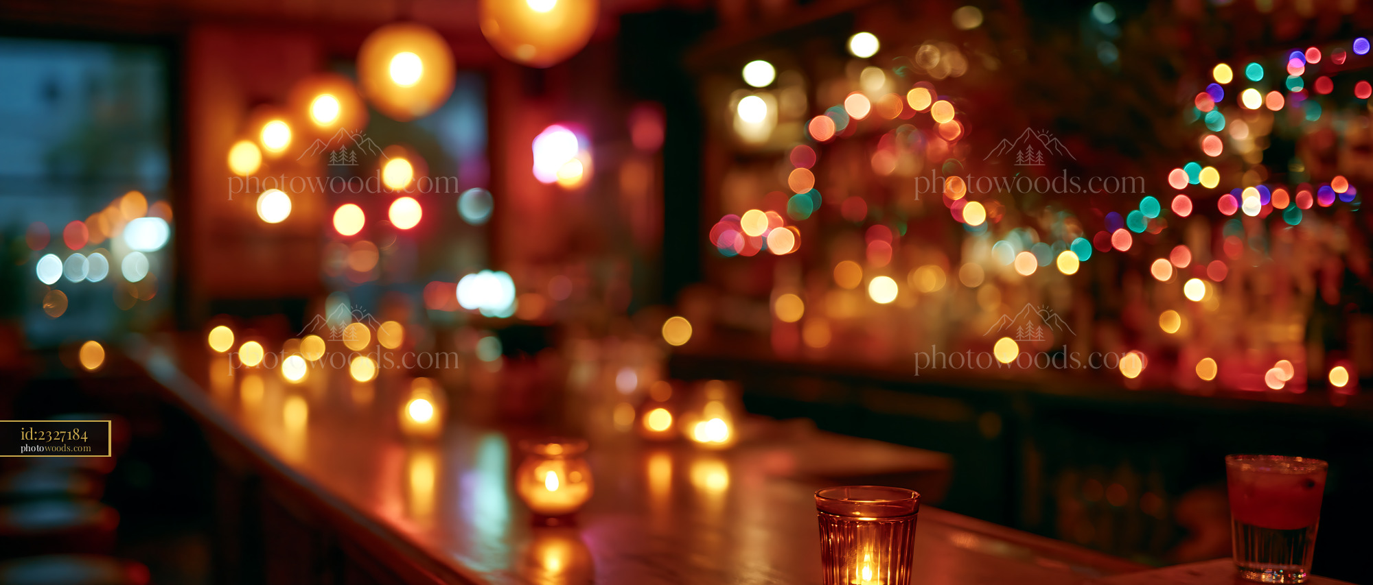Bar Scene With Glowing Candles and Soft Lights in the Evening