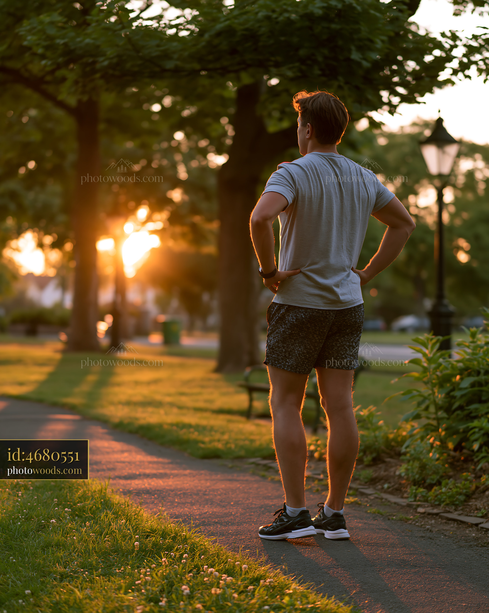 Man Enjoying Sunset in a Park During Evening Stroll
