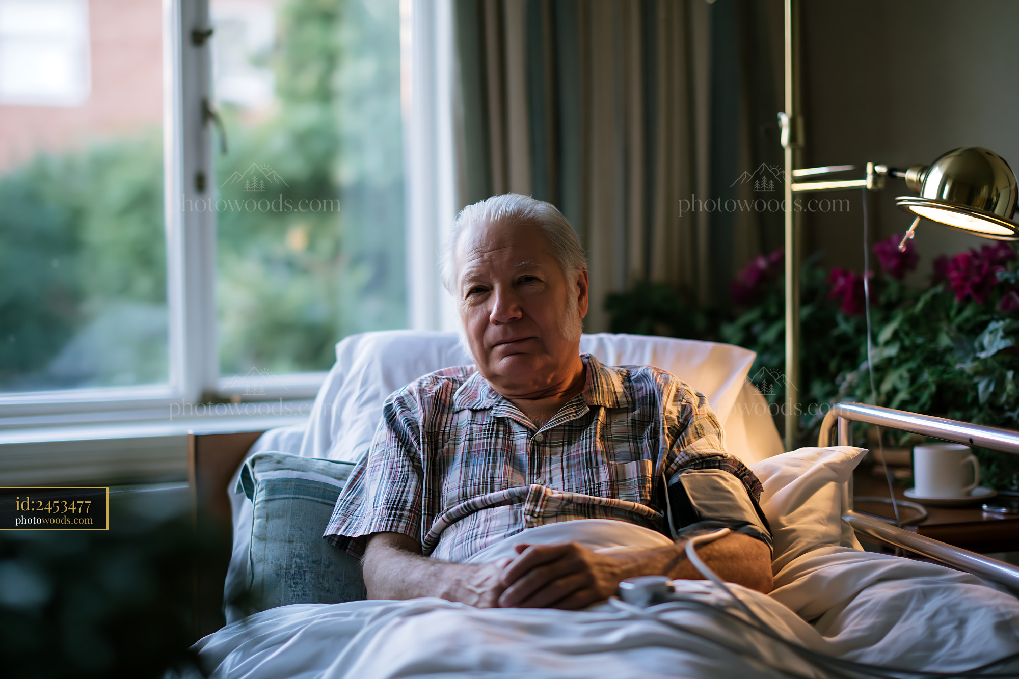 Elderly Man Relaxing During Preventive Checkup at Home