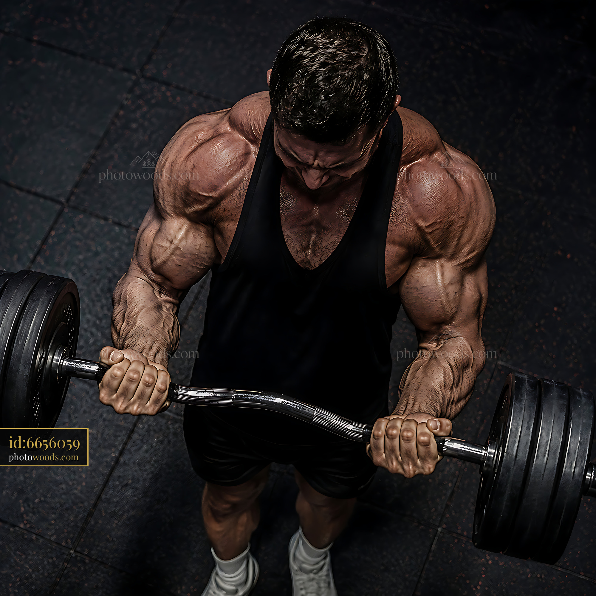 Man Lifts Heavy Dumbbell in Gym for Strength Training Session