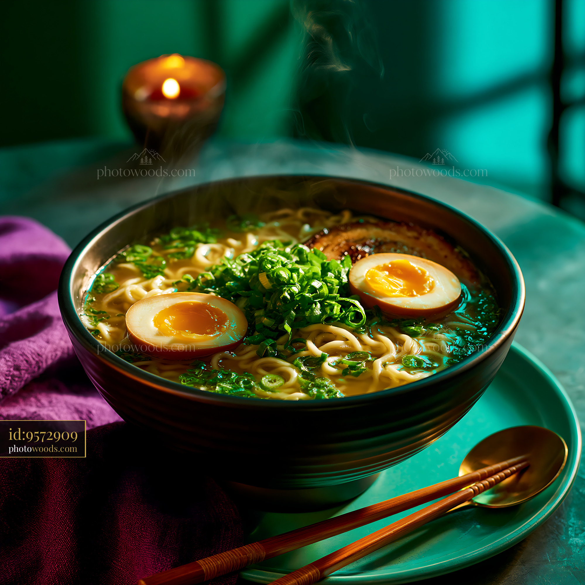 Bowl of Ramen With Soft Egg and Chashu on a Table