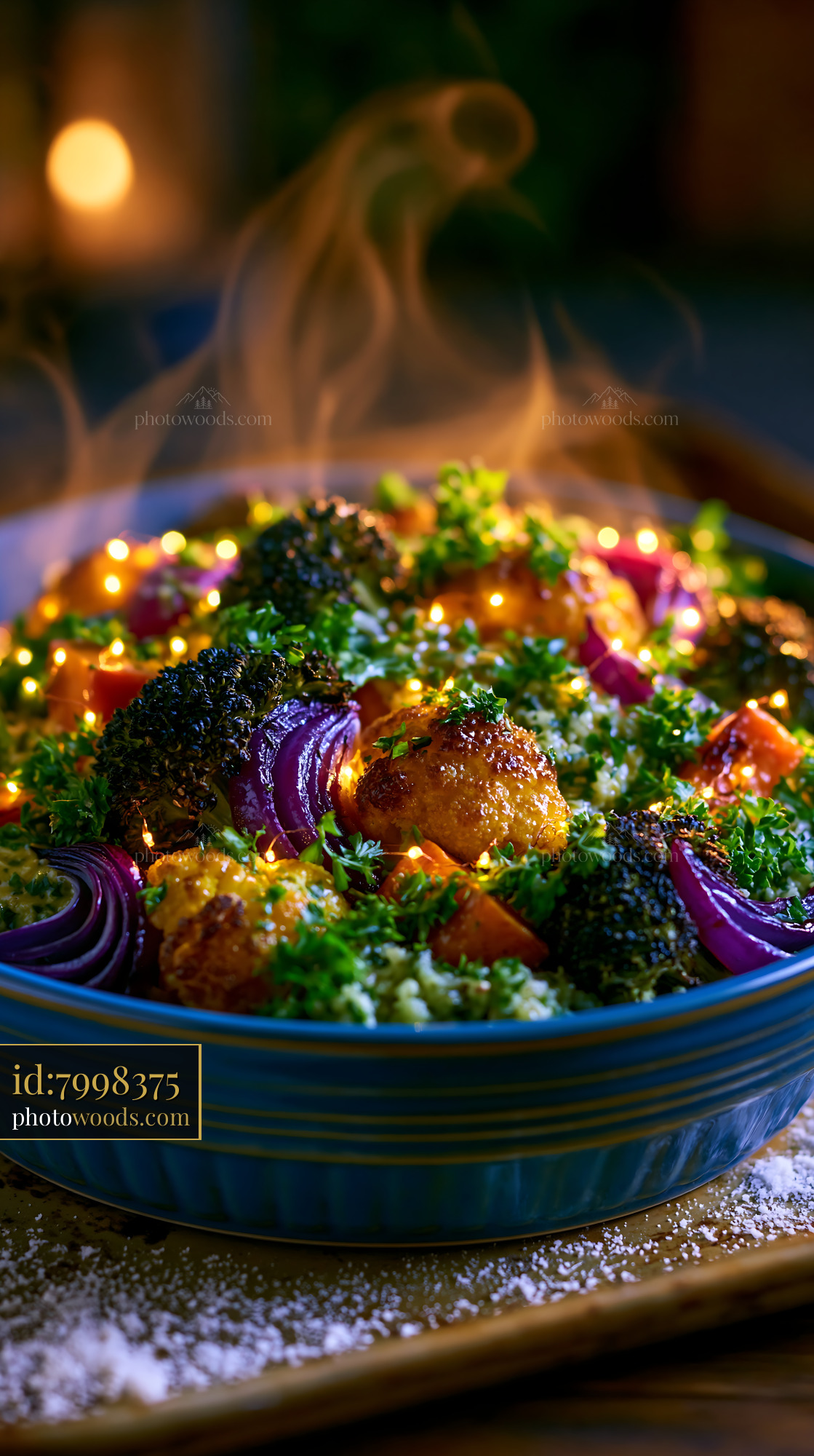 Roasted Vegetable Buddha Bowl With Herbs and Light Accents