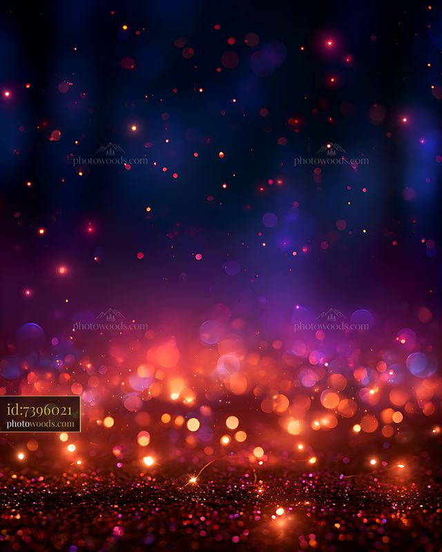 Colorful glowing bokeh lights on a dark festive background