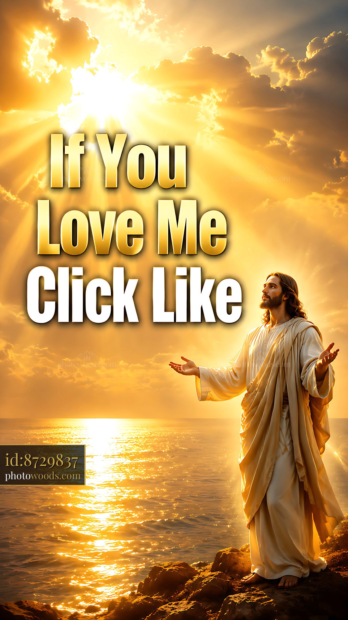 Jesus Standing by the Water With Rays of Light Shining Down