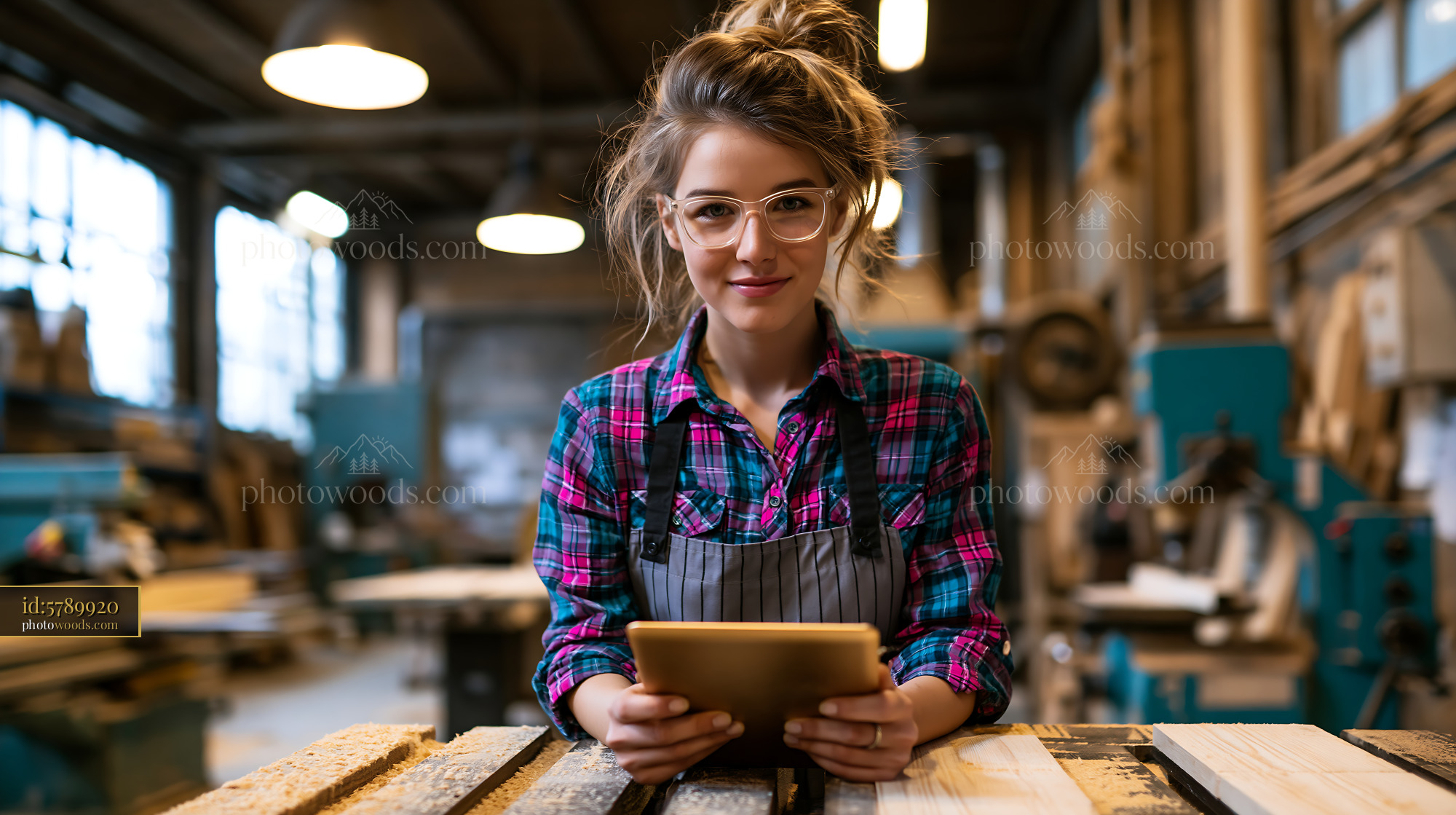 Craftsman With Tablet Working in Carpentry Workshop