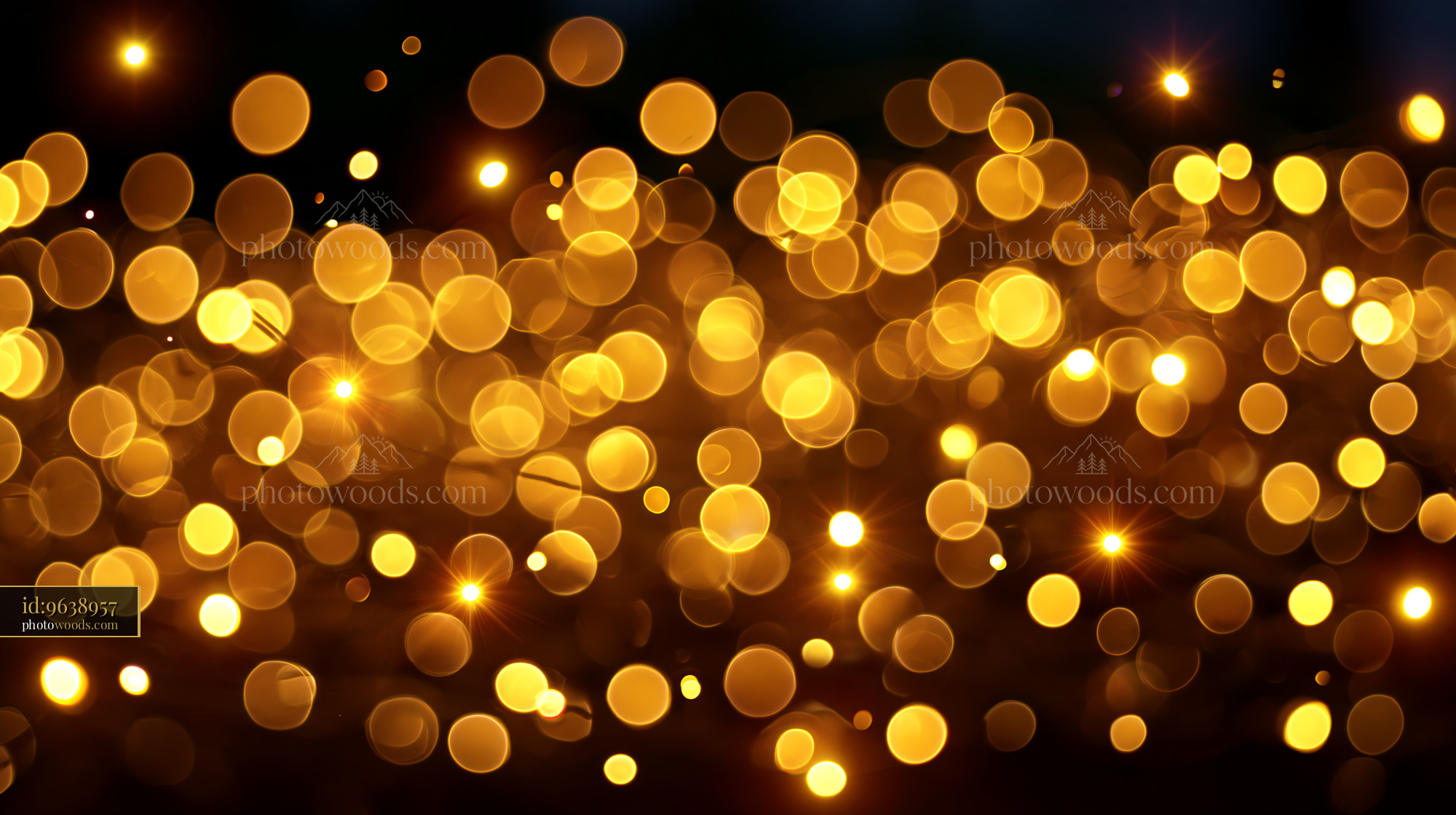 Golden Bokeh Lights Create a Festive Atmosphere at Night