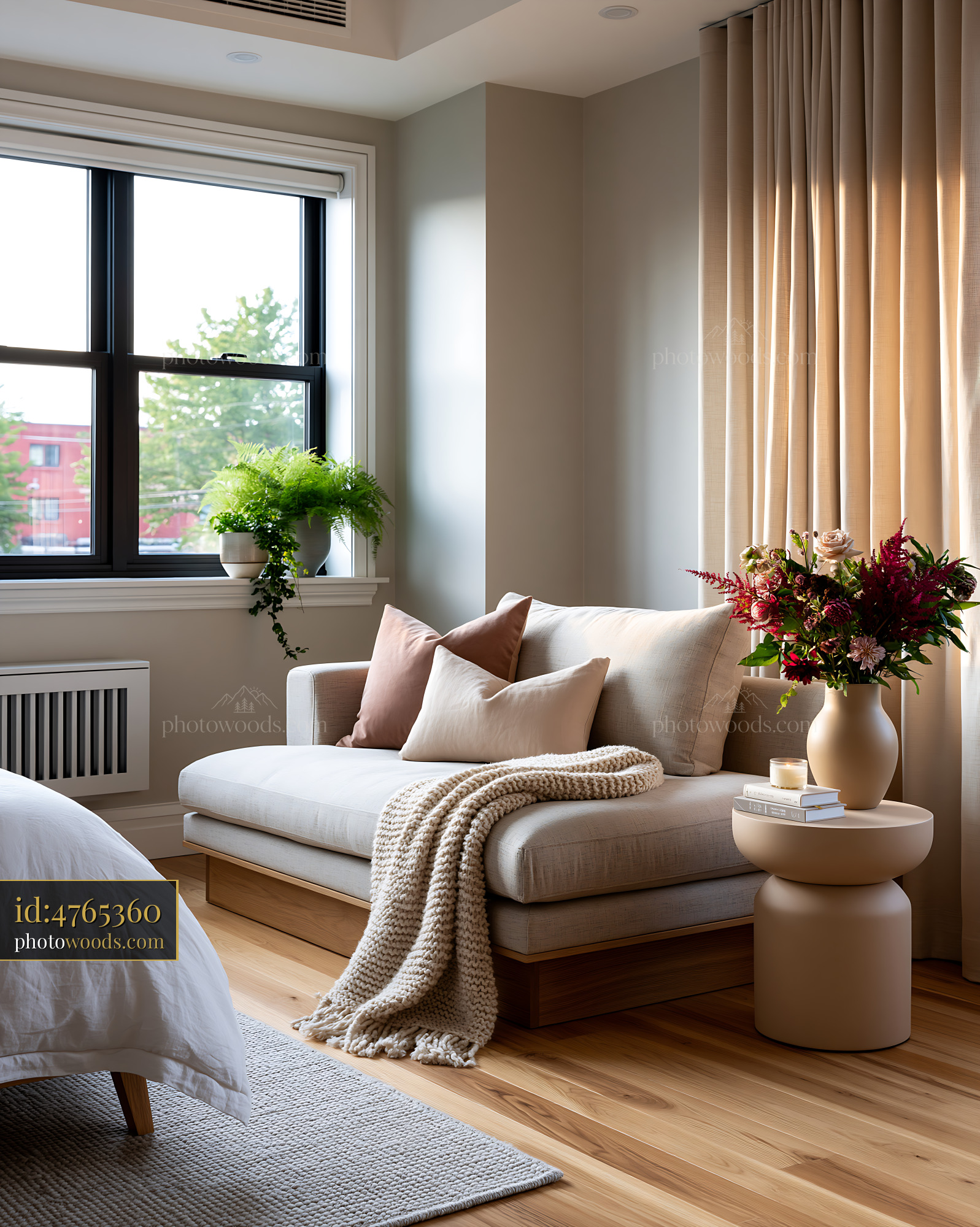 Japandi Bedroom With Oak Furniture and Linen Accents
